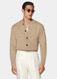 Suitsupply Mid Brown Crewneck Cardigan at Suitsupply